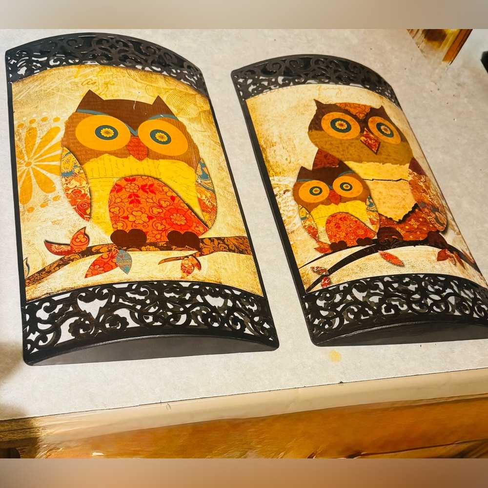 Fantasy Owls" wall art pieces.